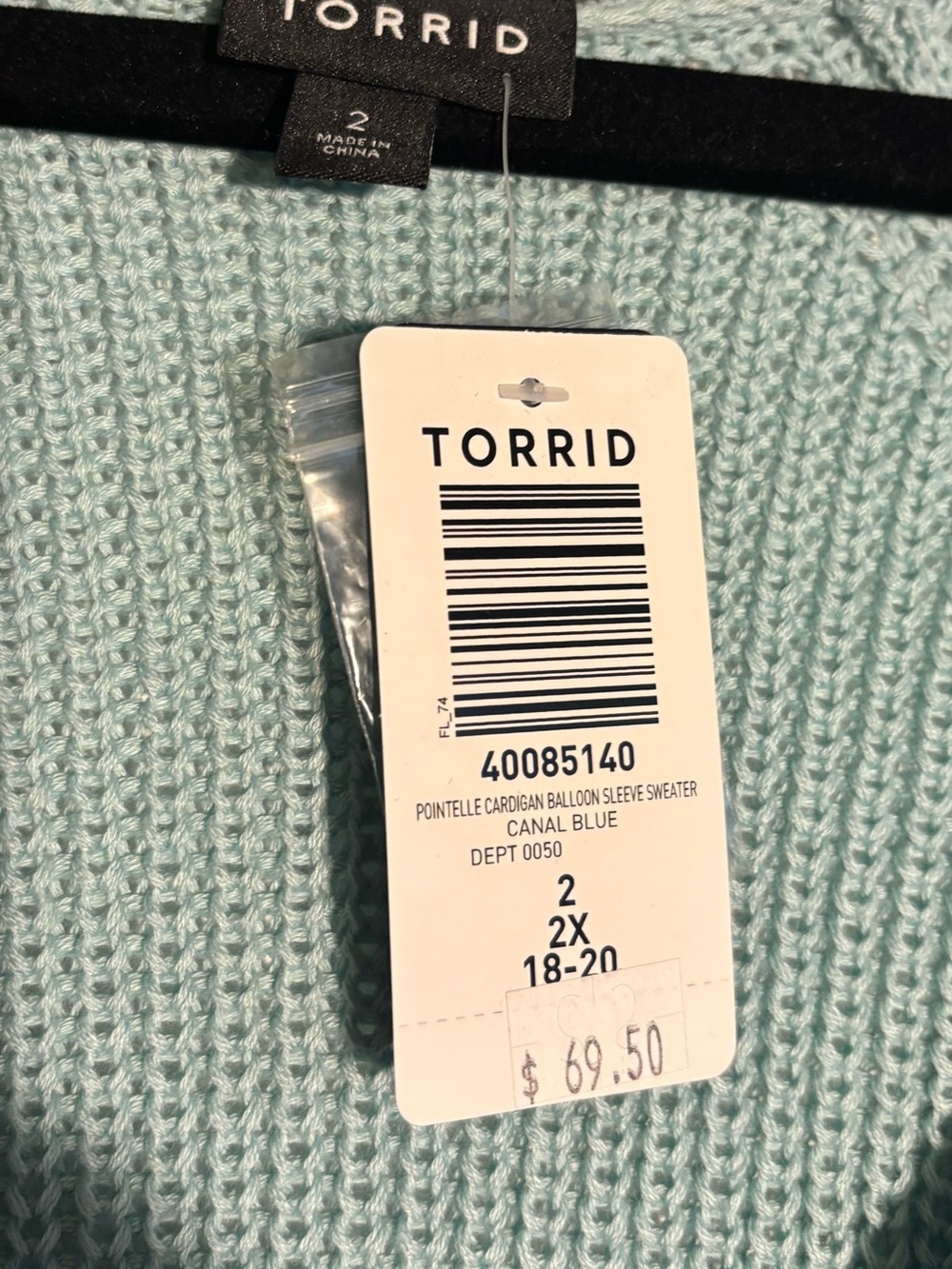 BNWT Blue Pointelle Knit Button-Front Cardigan Sweater size 2 - Picture 5 of 6